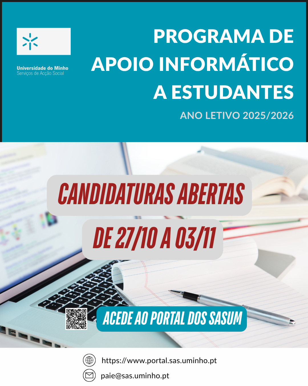 A imagem pode conter: Apoio, Programa, Estudantes, Informático, Apoio Informático
