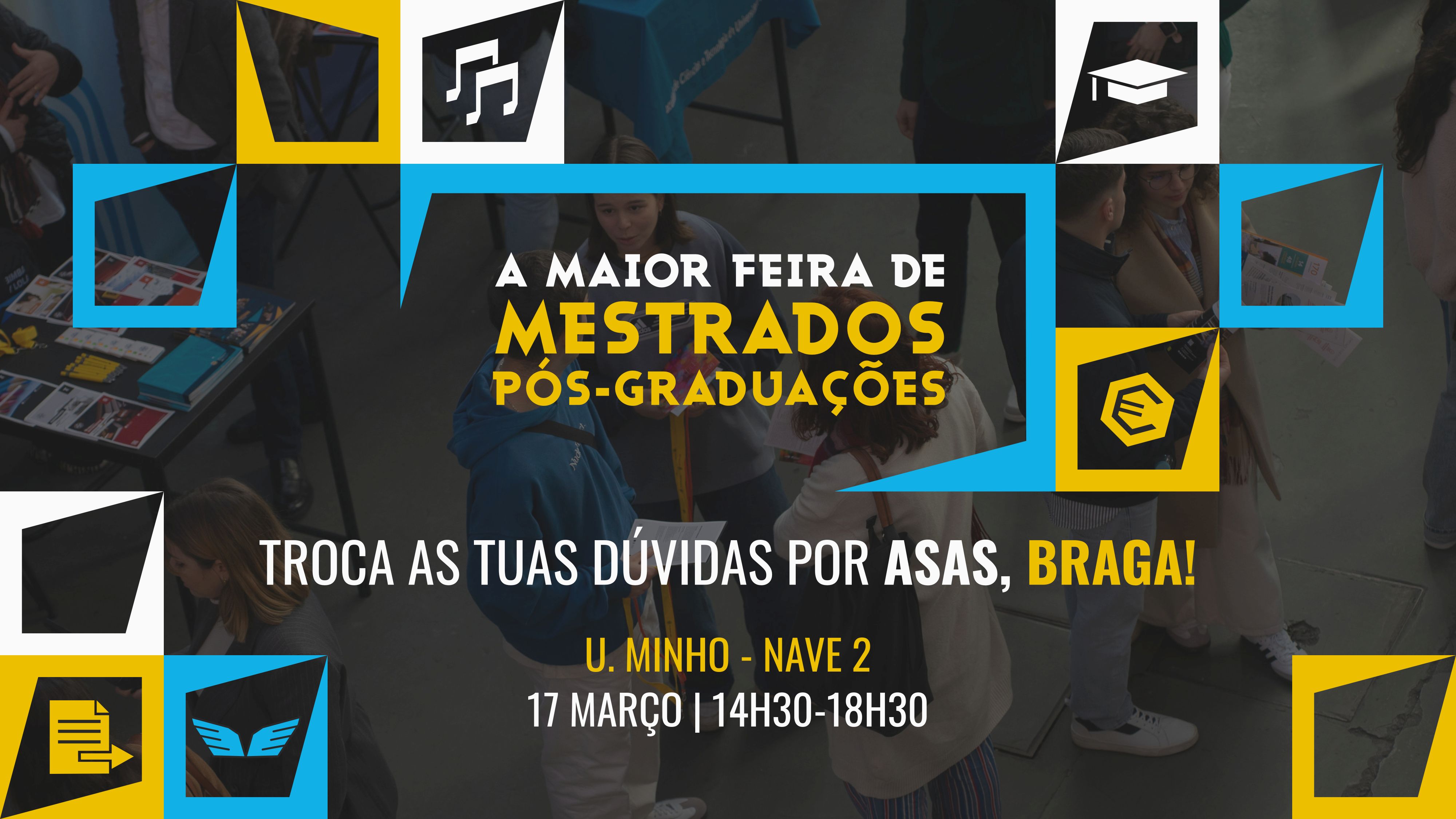 A imagem pode conter: país, UMinho acolhe, a maior feira, mestrados e pós-graduações